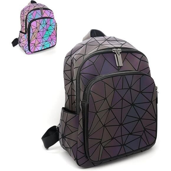 Geometric Women\'s Backpack Geometries Glow Large Purse Backpack Geometrical